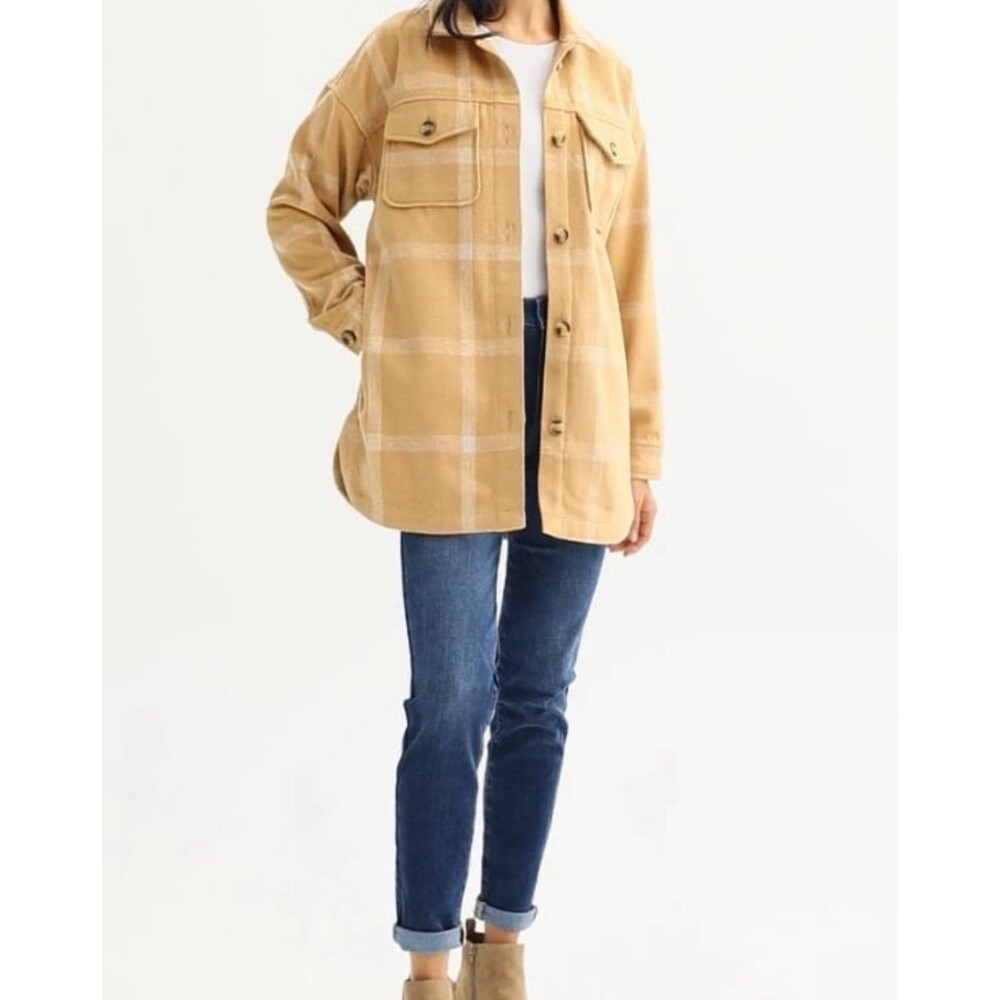 Schacket 1X Camel Womens 4 Pockets Utility Western Shirt Jacket Heavy Warm